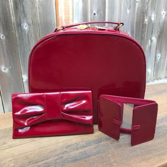 Estee Lauder Handbags - Estee Lauder Red Patent Makeup Travel Case